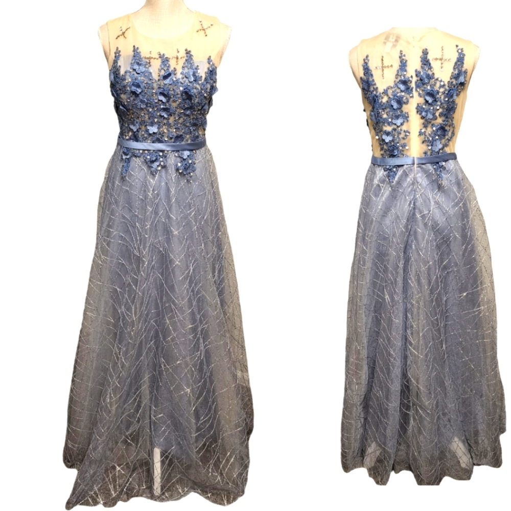 NWT Vicky and Lucas Formal Gown Flowers Sequins